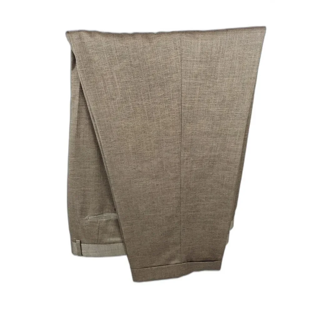 Mazari Men's 3 Piece Suit Tan Textured Size 46R Wool Blend Jacket Vest Pants